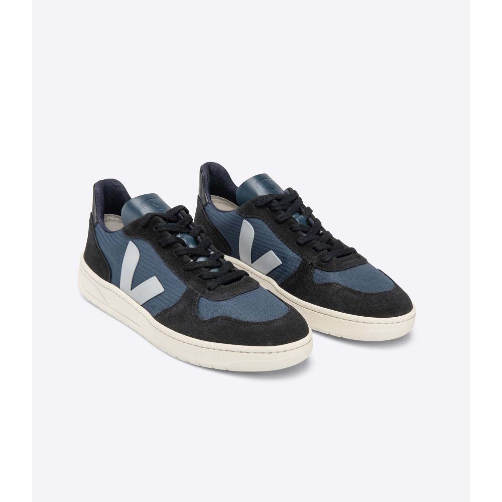 Veja V-10 RIPSTOP Men's Sneakers Black/Blue | CA 326NWY